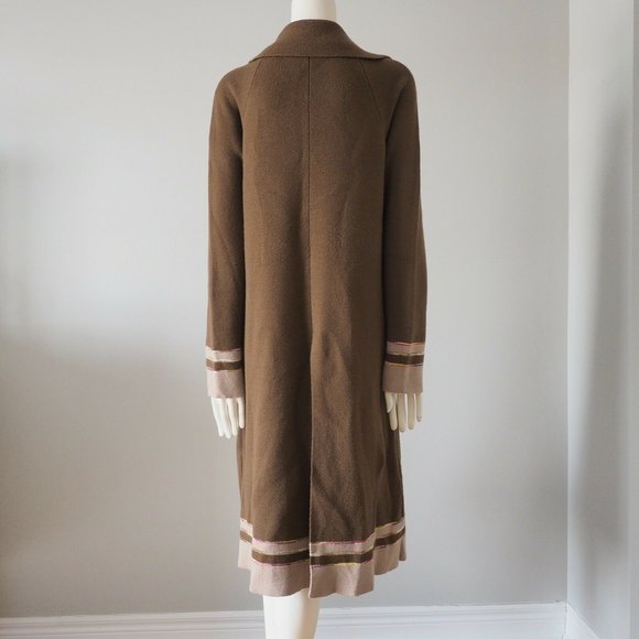 M MISSONI ITALY Long Brown Double Breasted Merino Wool Cardigan Coat Jacket 8 - Picture 8 of 12
